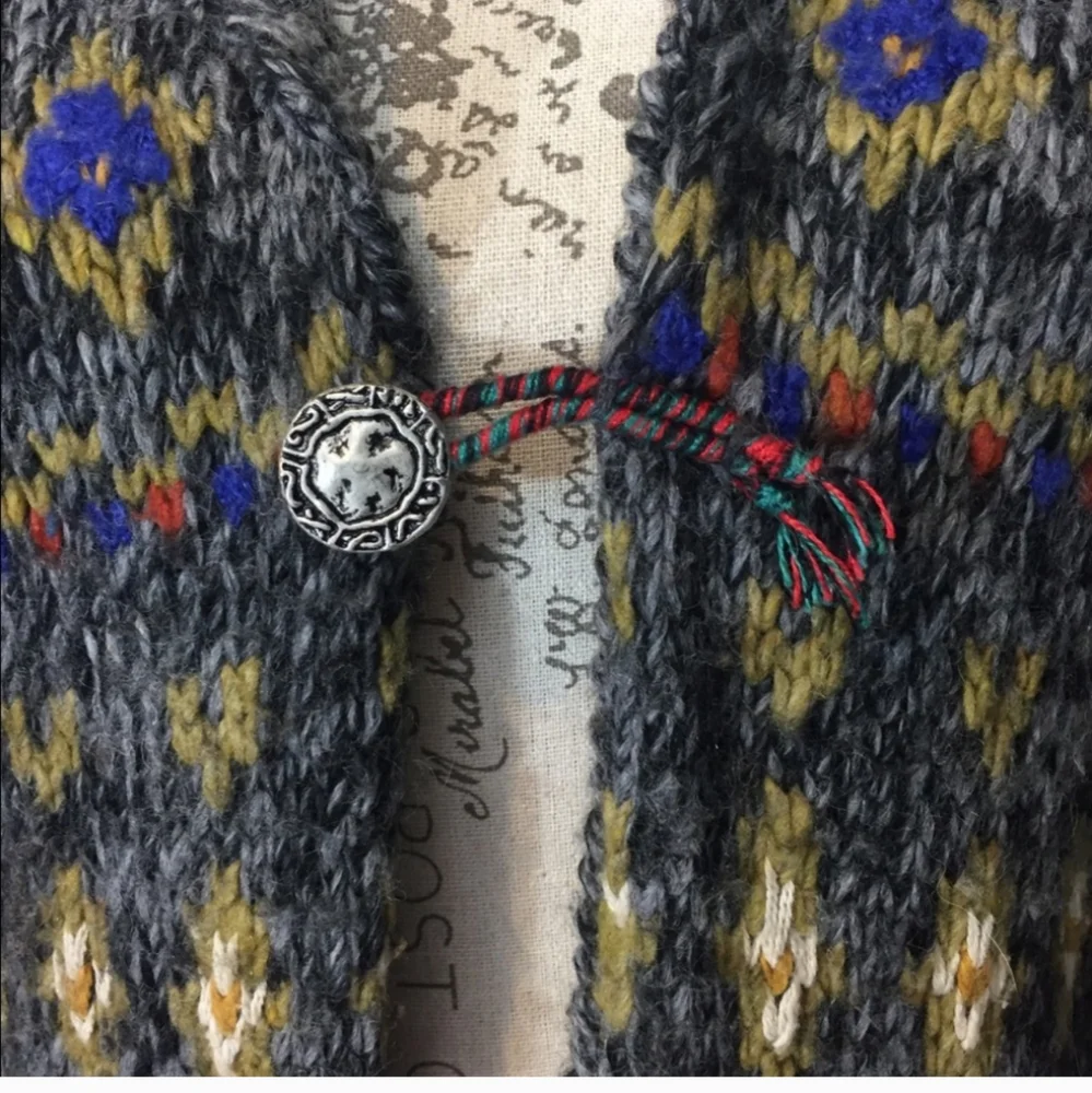 Free People Mascot Tiger Cardigan Size Small Wool Blend Button Front